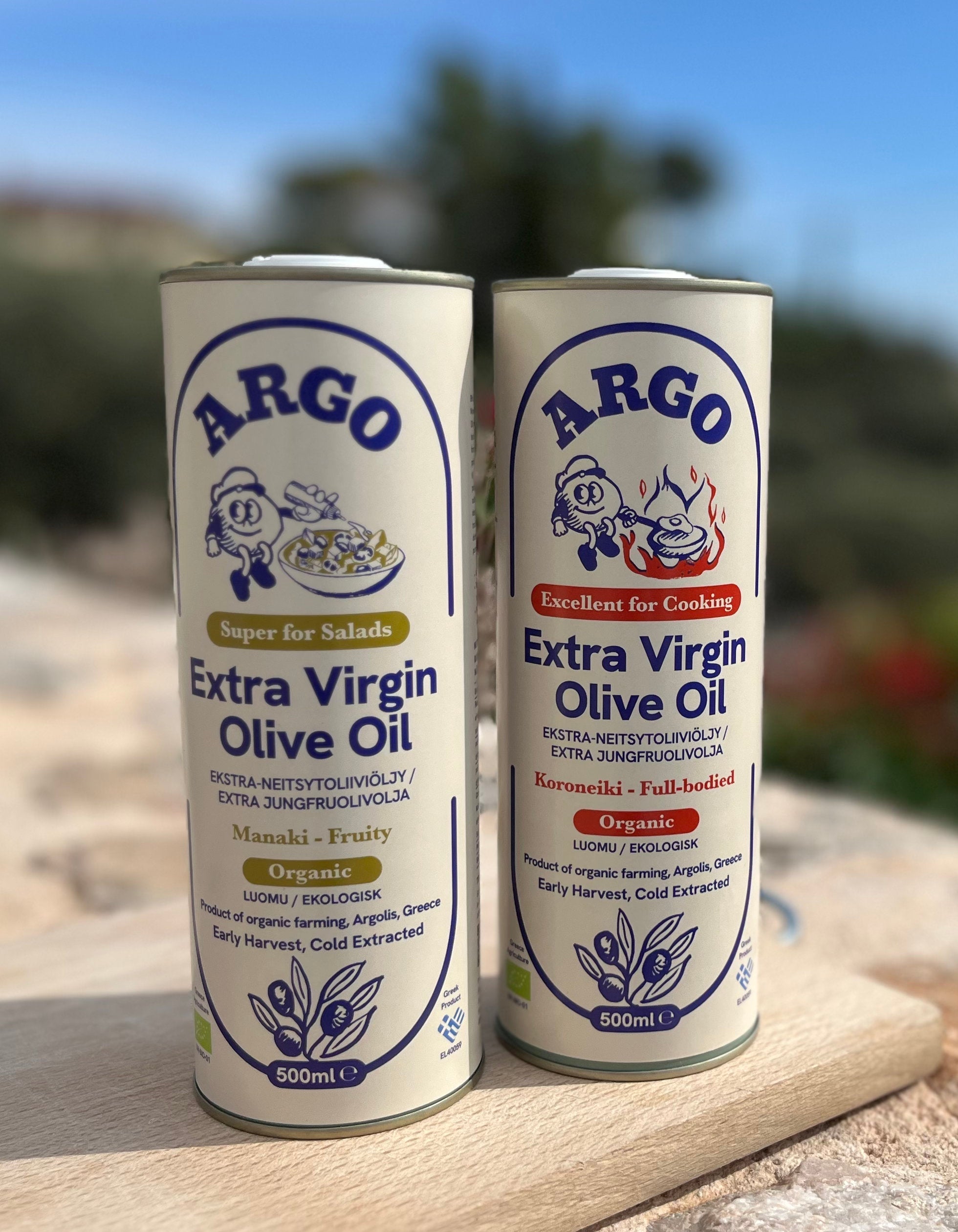 Argo Olives uses tin cans only! Here's an image of the two Argo products; the Manaki and Koroneiki.